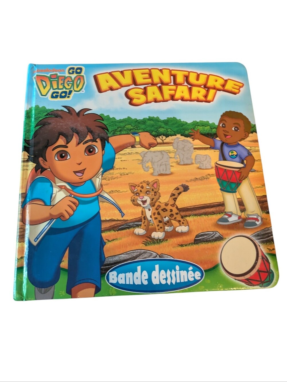 🌞4/20$ Diego Go! Adventure Safari Kids Book - Bright Blue Coverre French